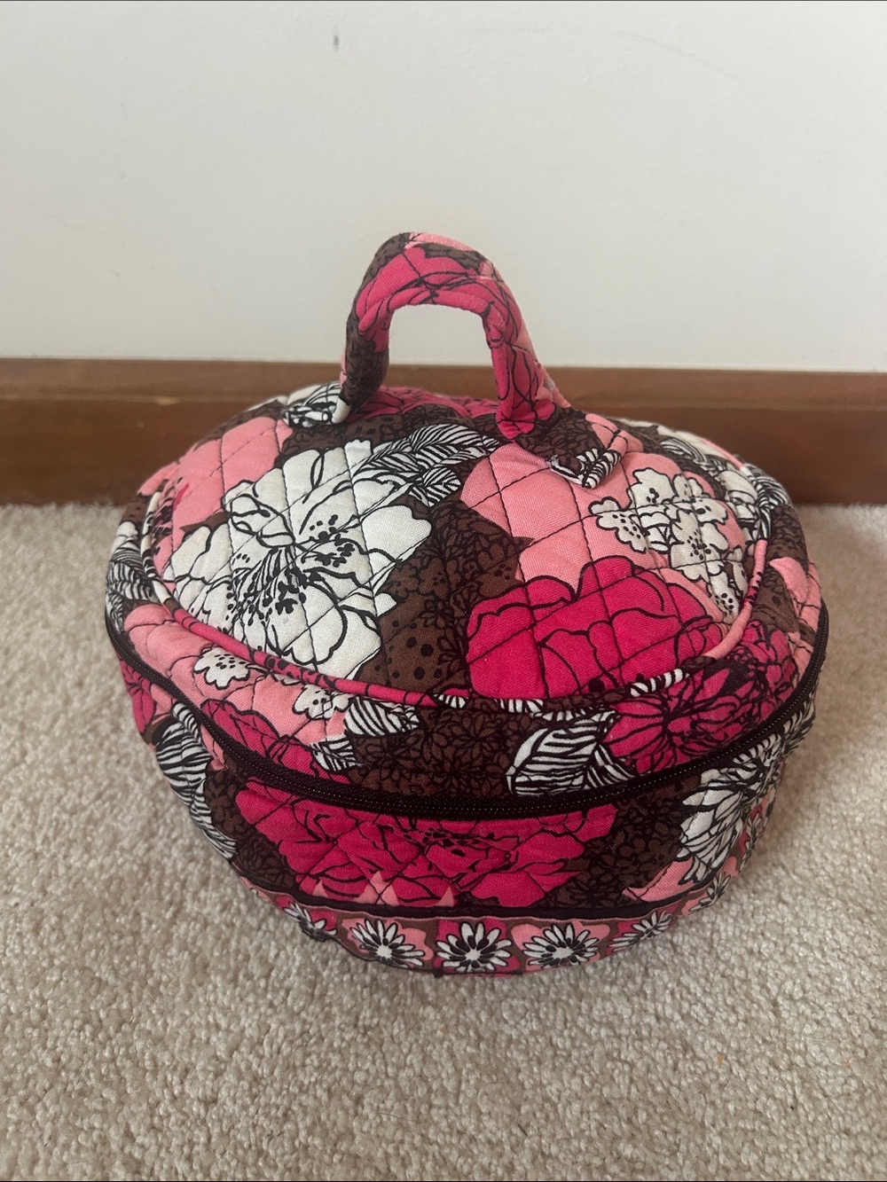 Vera Bradley Quilted Floral Pink Travel Cosmetic Case